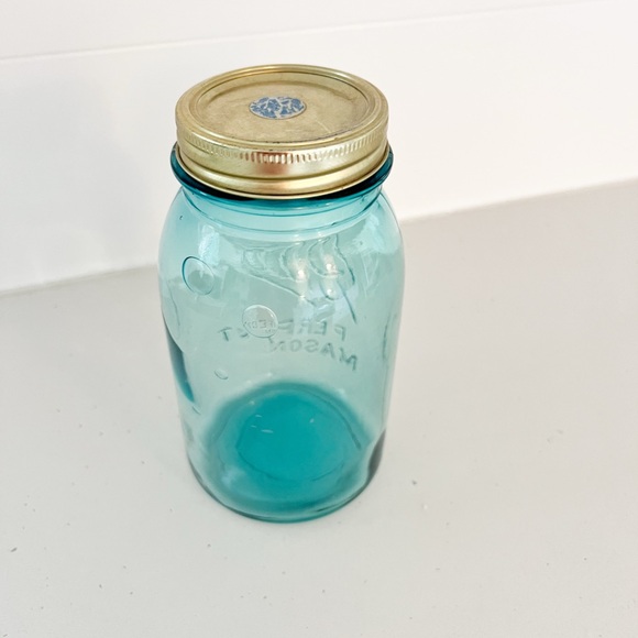 Vintage Aqua Ball Perfect Mason Jar, Offset Print, Vintage Kitchen - Picture 2 of 3
